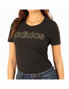 Camiseta Adidas W E Branded Negra/Dorada