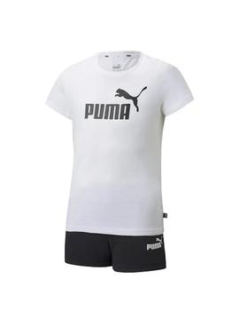 Conjunto Puma Logo Niña Blanco/Negro