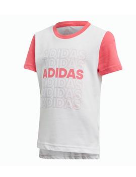 Camiseta Adidas Cot Tee Niña Blanco/ Rosa