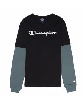 Camiseta Champion manga Larga Niño Negro