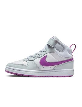 Zapatilla Nike Court Borough Mid2 TDV Blanco y morado niña