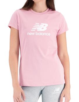 Camiseta New Balance Essentials Stacked Mujer Rosa