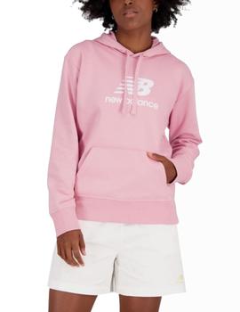 Sudadera New Balance Essentials Stacked Logo Mujer Rosa