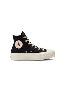 Zapatilla Converse Platform Alta Lona Negro/Hearts