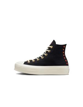 Zapatilla Converse Platform Alta Lona Negro/Hearts