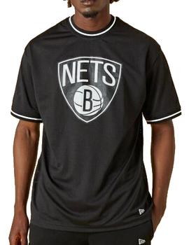 Camiseta New Era NBA Mesh Logo Brooklyn Nets Negra