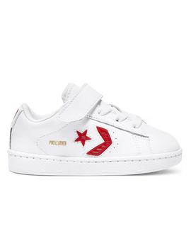 Zapatilla Converse Pro Leather para bebé blancas y rojas