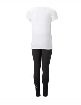 Conjunto Puma Tee & Legging Niña Blanco/Negro