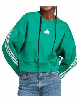 Sudadera Adidas FI 3S Mujer Verde/Blanco