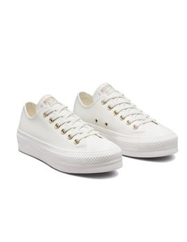 Zapatilla Converse Platform Baja Piel Mono Blanco