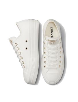 Zapatilla Converse Platform Baja Piel Mono Blanco