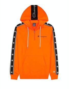 Sudadera Champion Capucha 1/2 Zip Hombre Naranja