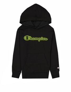 Sudadera Champion Capucha Niño Negro/Verde