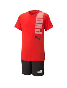 Conjunto Puma Logolab Niño Rojo/Negro