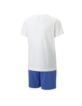 Conjunto Puma Logo Niño Blanco/Royal