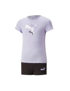 Conjunto Puma Graphic Niña Violeta/Negro