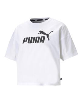 Camiseta Puma Ess Cropped Logo Mujer Blanco/Negro