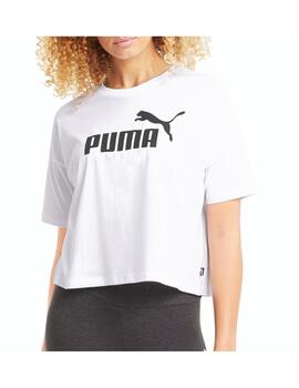 Camiseta Puma Ess Cropped Logo Mujer Blanco/Negro