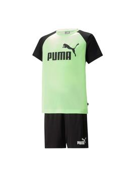 Conjunto Puma Polyester Niño Lima/Negro