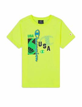 Camiseta Champion USA Niño Amarillo Fluor