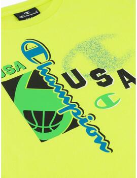 Camiseta Champion USA Niño Amarillo Fluor