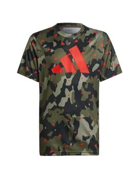 Camiseta AdidasU TR-ES AOP T. Niño Verde/Negro