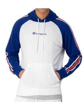 Sudadera Champion Capucha Hombre Blanco/Royal