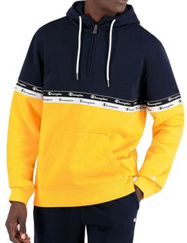 Sudadera Champion Capucha Azul marino y Amarilla