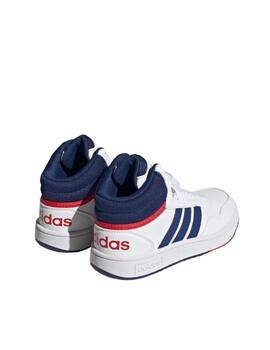 Zapatilla Adidas Hoops Mid 3.0 K Blanco/Azul