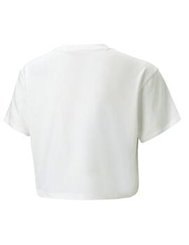 Camiseta Puma Logo Cropped Niña Blanco