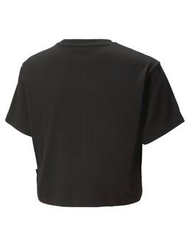 Camiseta Puma Logo Cropped Niña Negro