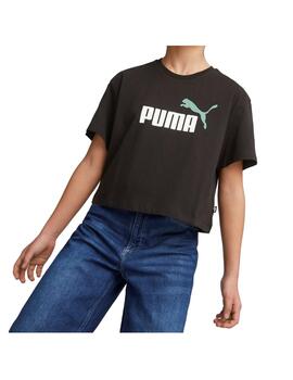 Camiseta Puma Logo Cropped Niña Negro