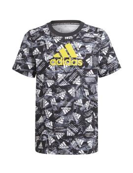 Camiseta Adidas Bos Niño Negro/Amarillo