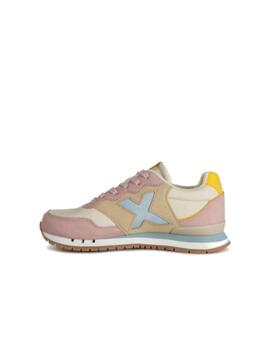 Zapatilla Munich Dash Kid 151 Piel Beige/Azul/Rosa