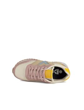 Zapatilla Munich Dash Kid 151 Piel Beige/Azul/Rosa