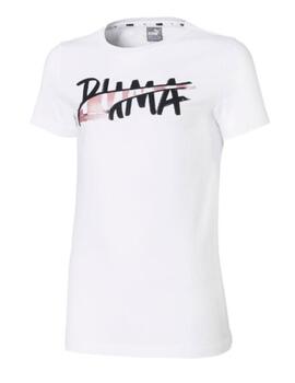 Camiseta Puma Alpha Logo Niña Blanca