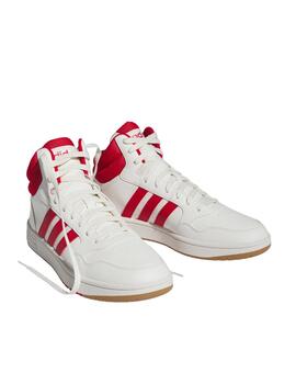 Zapatilla Adidas M Hoops 3.0 Mid Blanco/Rojo