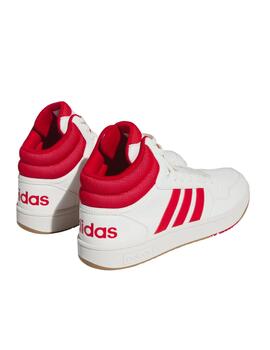 Zapatilla Adidas M Hoops 3.0 Mid Blanco/Rojo