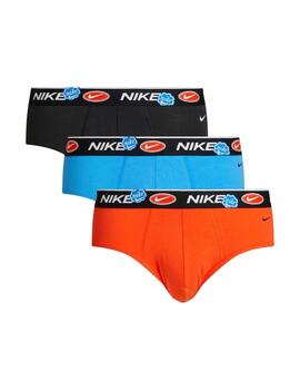 Slip Nike Brief 3PK Negro/Naranja/Azul