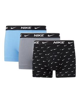 Boxer Nike Trunk 3PK Print/Gris/Azul