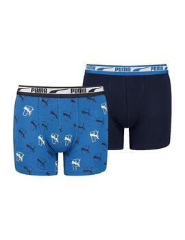 Boxer Puma Everyday Niño Azul Estampado