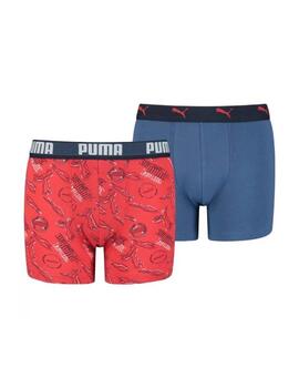 Boxer Puma Niño Estampado Rojo Azul