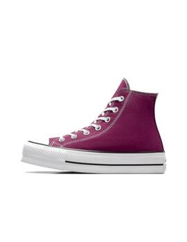 Zapatilla Converse Platform Alta Lona Wine/Blanco