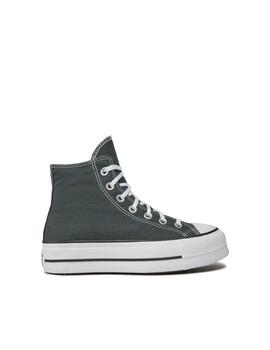 Zapatilla Converse Platform Alta Lona Verde  para mujer.