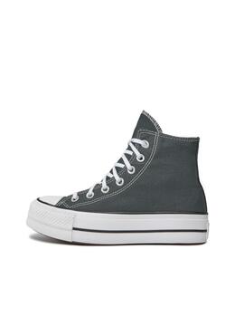 Zapatilla Converse Platform Alta Lona Verde  para mujer.