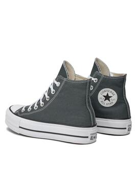 Zapatilla Converse Platform Alta Lona Verde  para mujer.