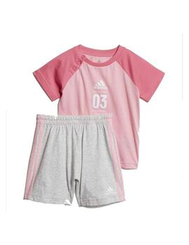 Conjunto Adidas Logo Sum Niña Rosa/ Gris