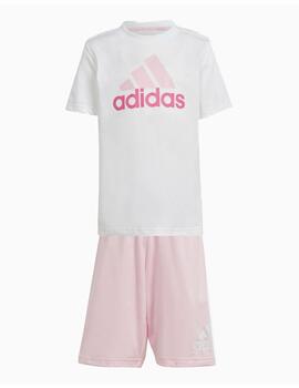 Conjunto Adidas LK BL CO T Blanco/Rosa