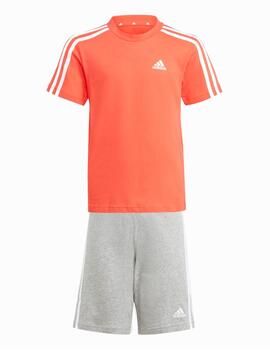 Conjunto Adidas LK 3S CO T Rojo/Gris