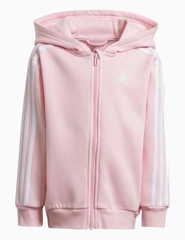 Chaqueta Adidas LK 3S FL FZ Hoodie Rosa/Blanco